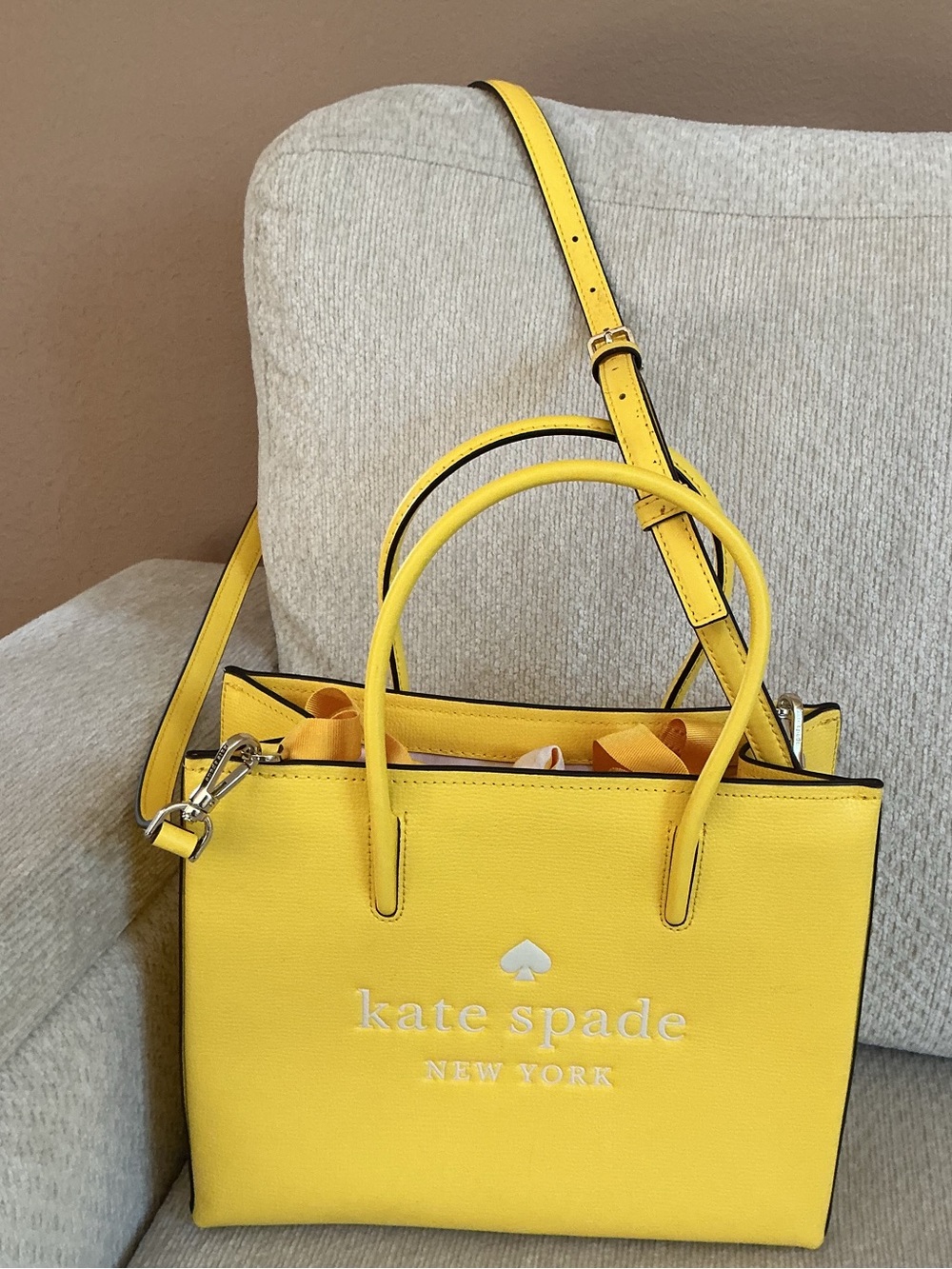 Kate Spade New York Trista Leather Shopper Tote-Yellow Sesame
